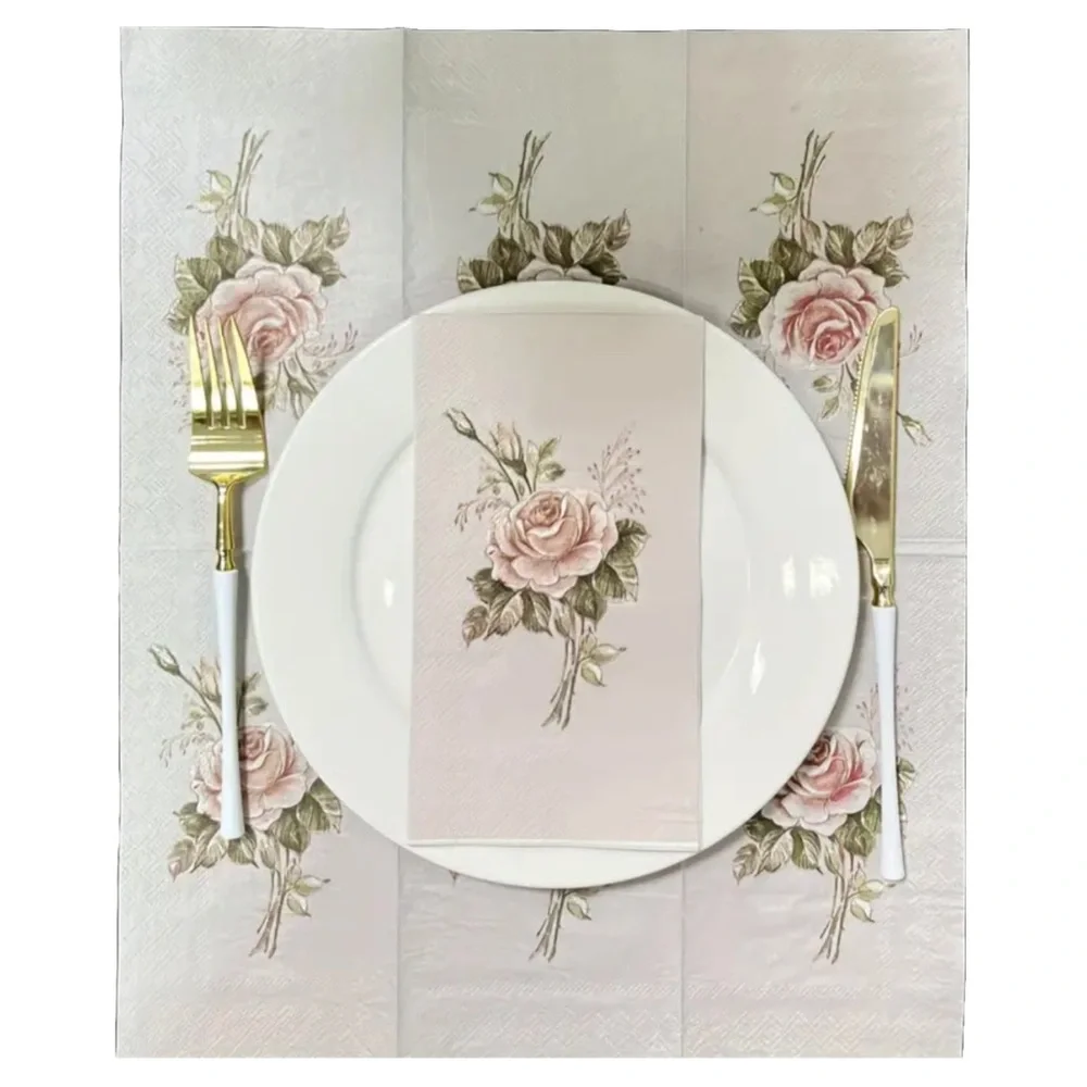 Vintage Rose Guest Towel Paper Napkins, 20 ct